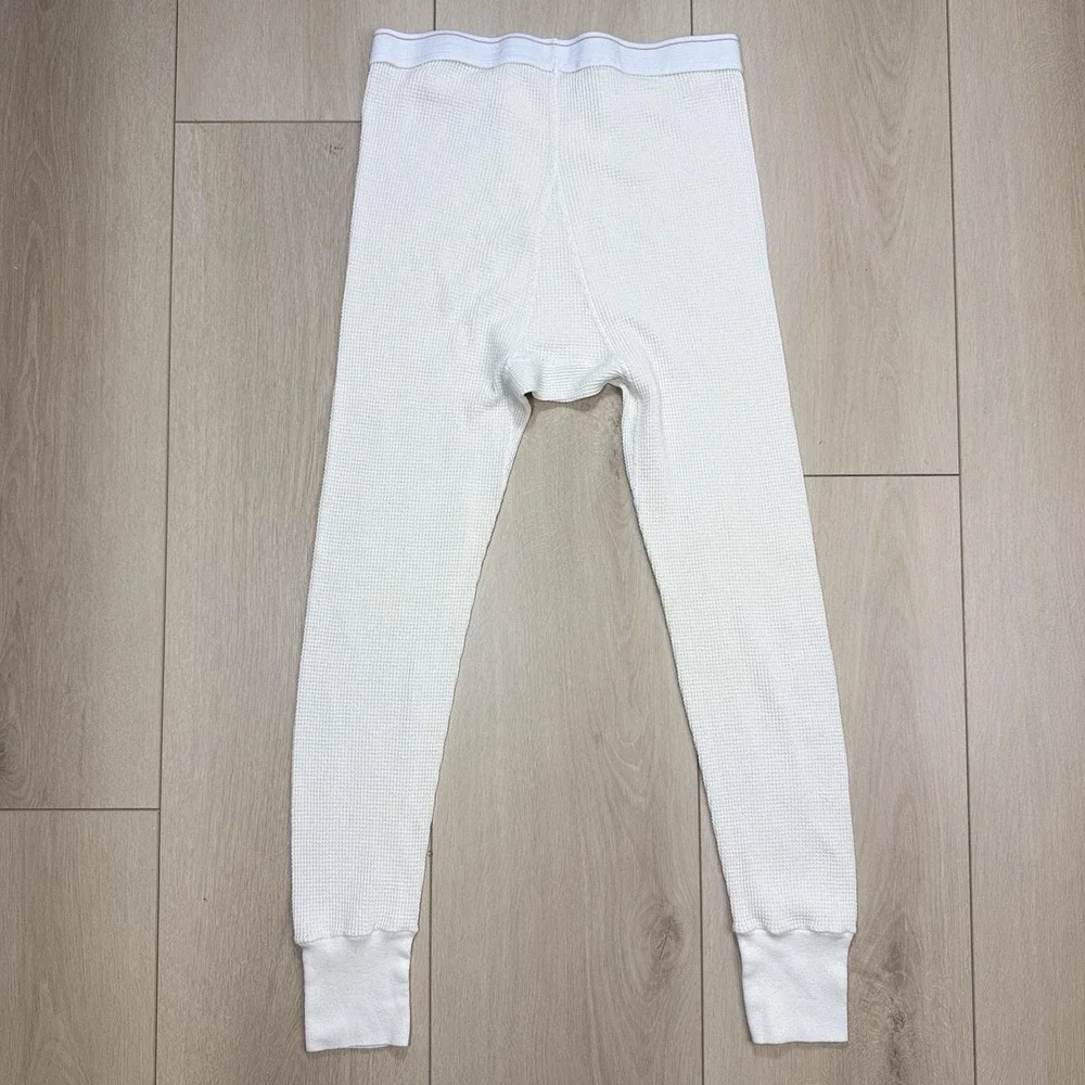 VTG Fruit of the Loom Thermal Long Johns Mens L 38-40 White Waffle Knit USA Made